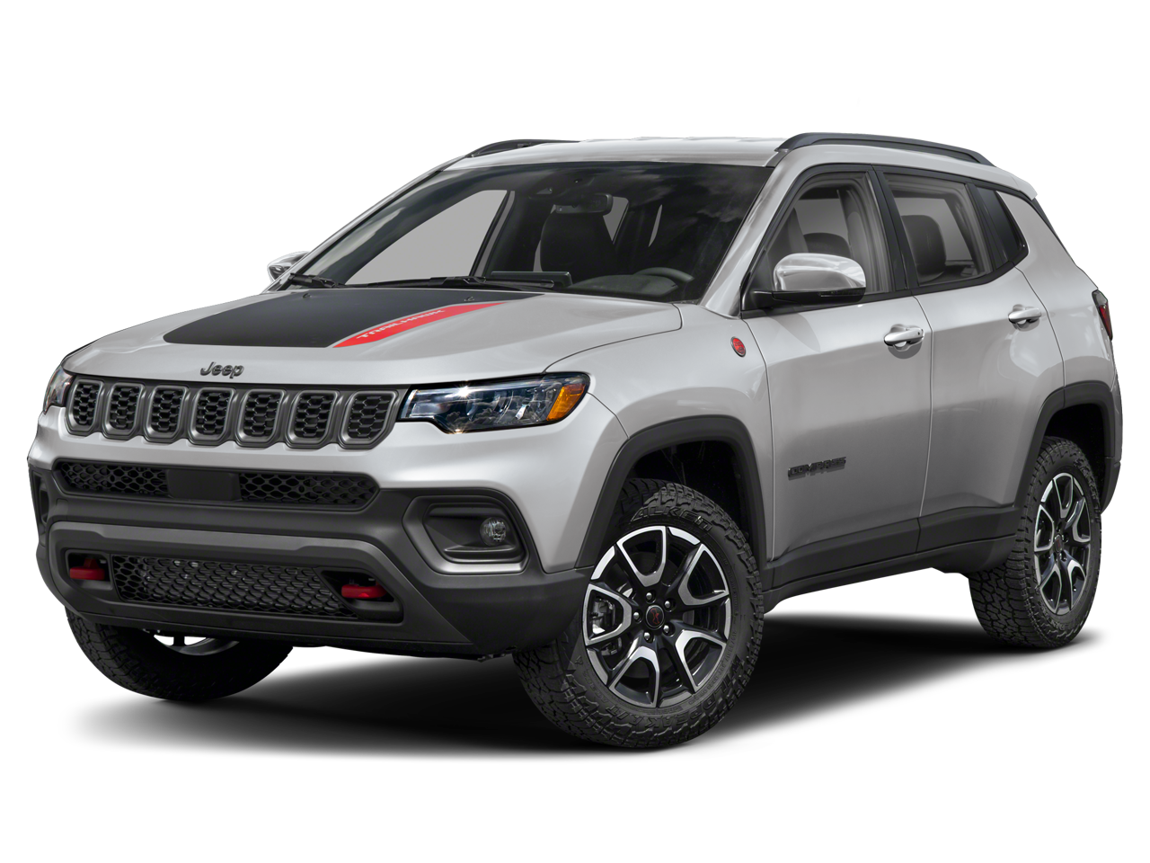 2025 Jeep Compass Trailhawk 4x4 4dr SUV in Red Hot Pearl Coat — front three-quarter view
